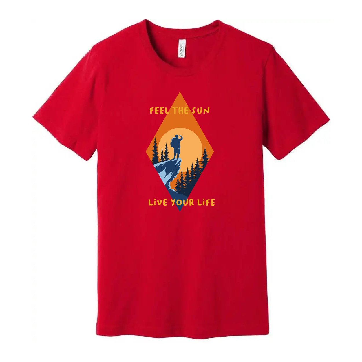 Unisex Outdoor Adventure T Shirt With Sunset Hiker Graphic And Forest Landscape For Outdoor Enthusiasts
