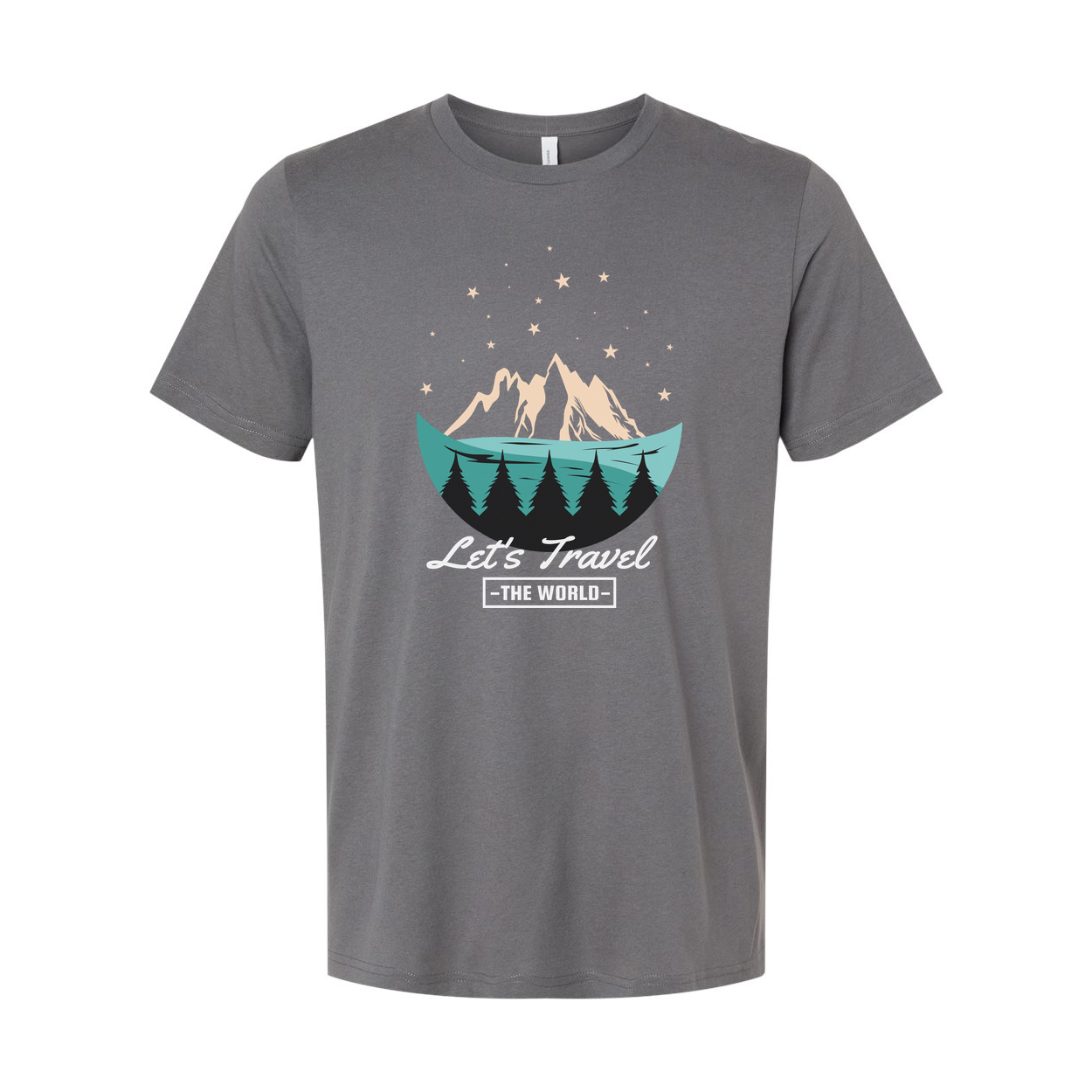 Unisex Outdoor Adventure Graphic T Shirt With Mountain Scene And Pine Forest Silhouette