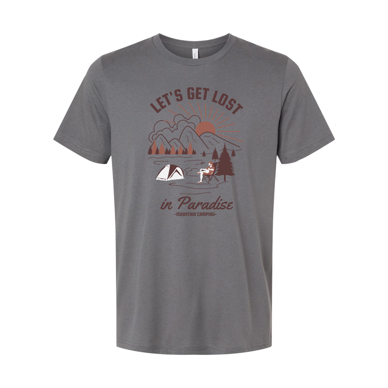 Let's Get Lost In Paradise Mountain Camping Graphic Tee For Outdoor Enthusiasts Unisex Shirt
