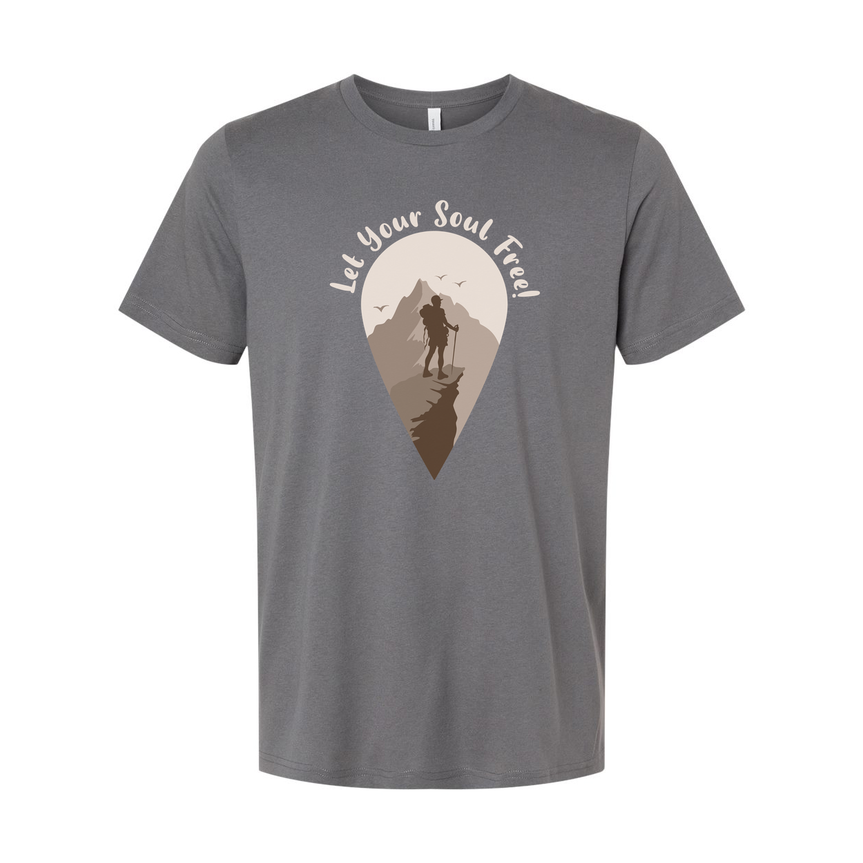 Outdoors Unisex Hiking Graphic Tee With Mountain Silhouette And Let Your Soul Feed
