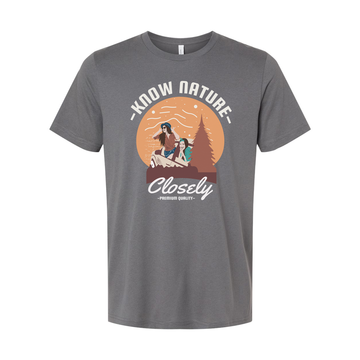 Know Nature Closely Outdoor Scene Graphic Tee With Sunset Circle For Unisex Adults