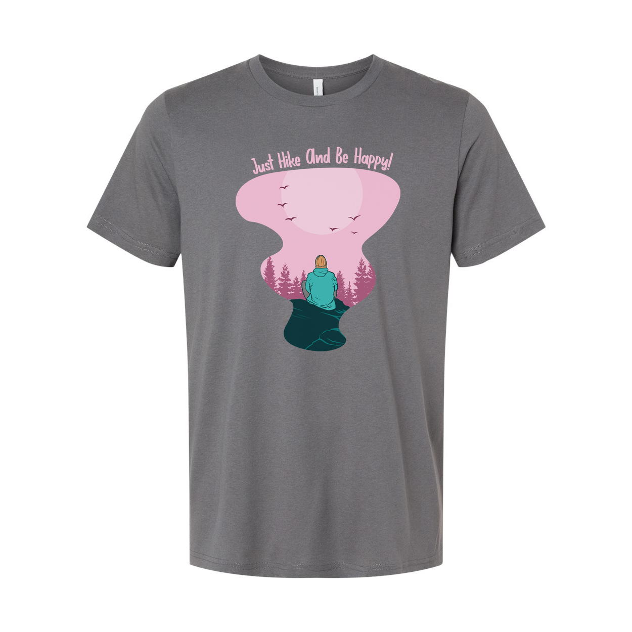 Unisex Outdoor Hiking Graphic T Shirt Featuring Pink Landscape And Nature Scene Artwork