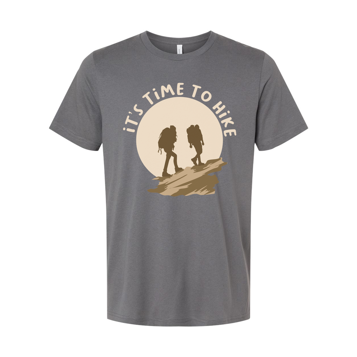 Unisex Outdoor Hiking Graphic T Shirt With Sunset Backdrop And Two Hikers Silhouette