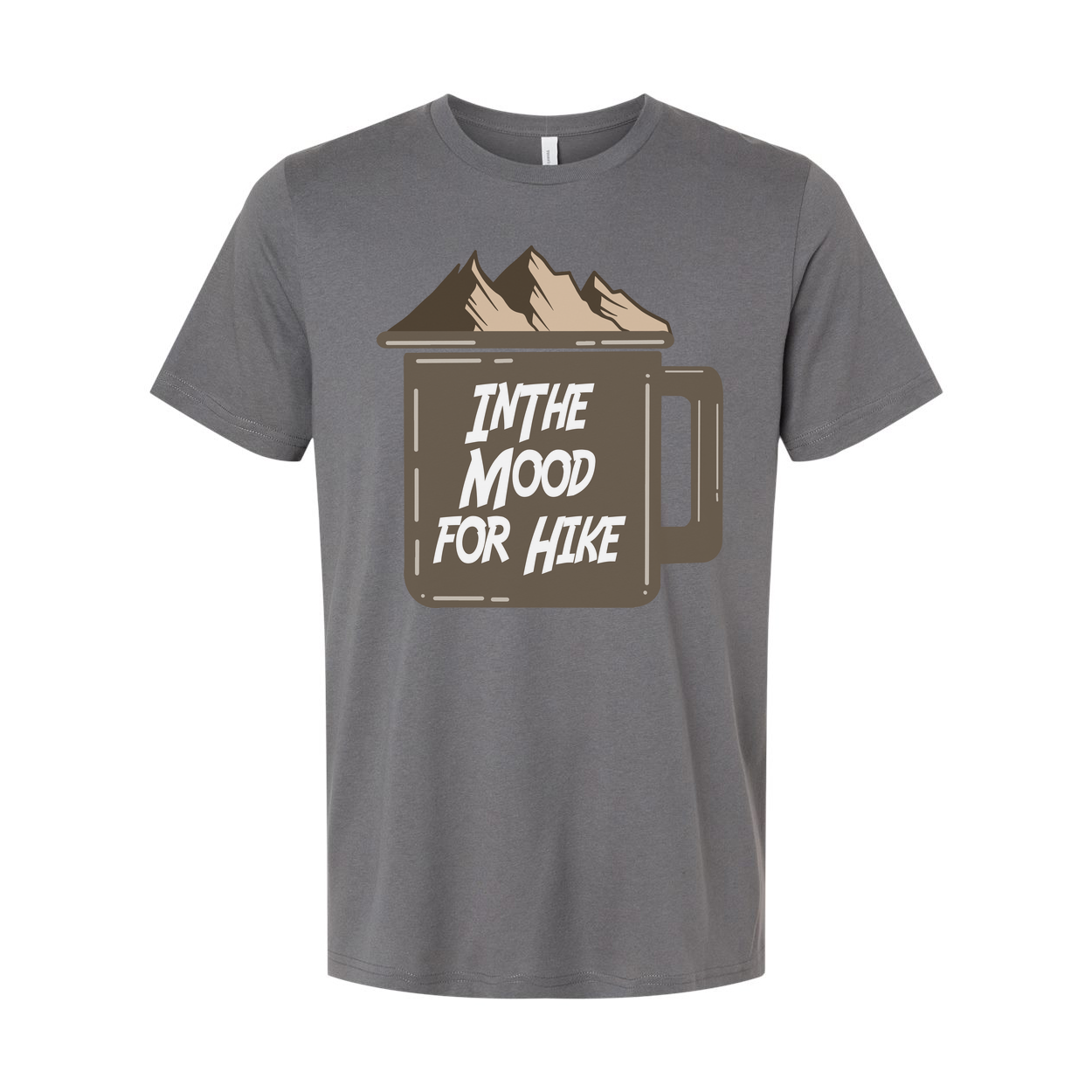 Unisex Outdoor Graphic Tee With Mountain Mug Artwork And In The Mood For Hike Quote