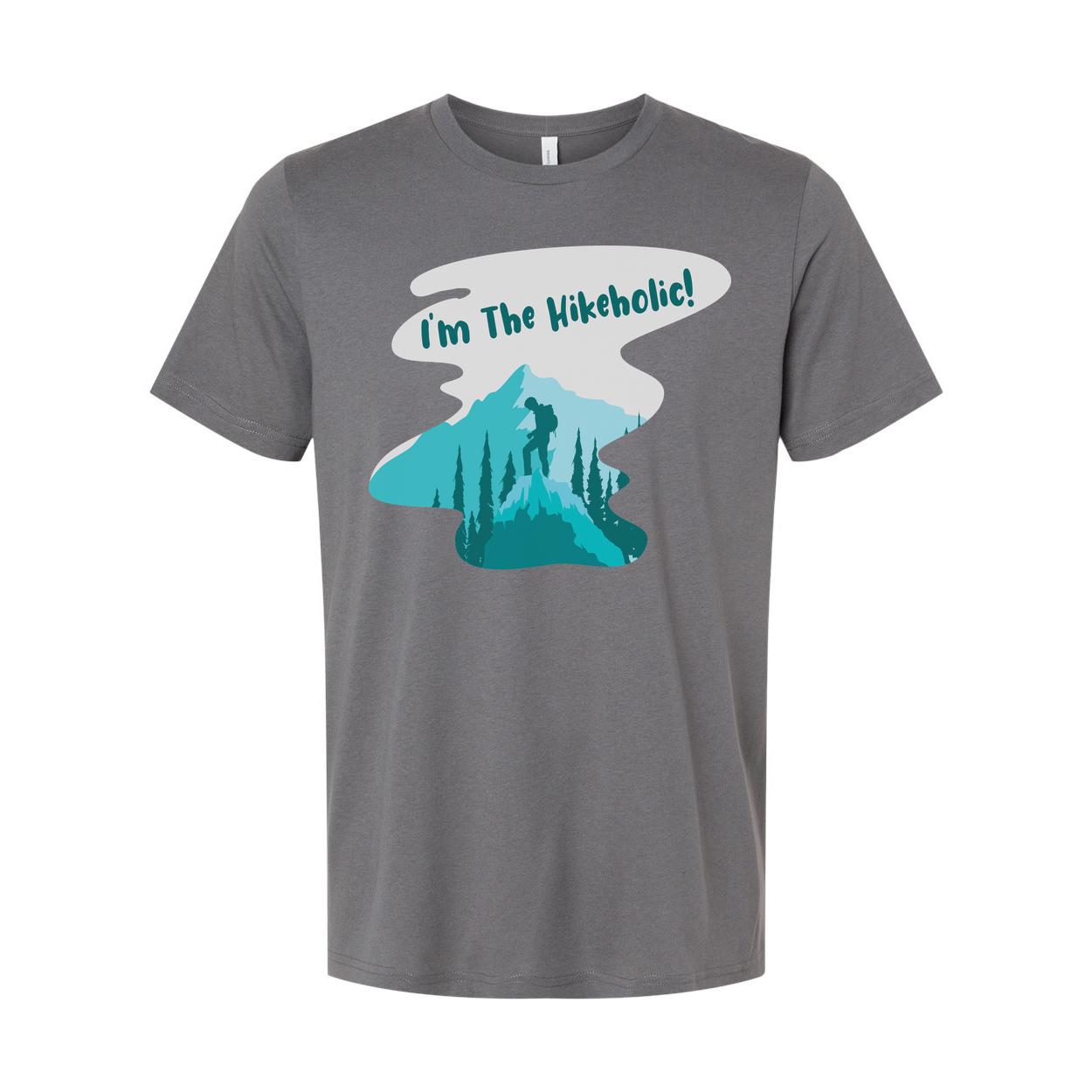 Unisex Hiking Themed T Shirt With Mountain Landscape Graphic And Hiker Silhouette Design