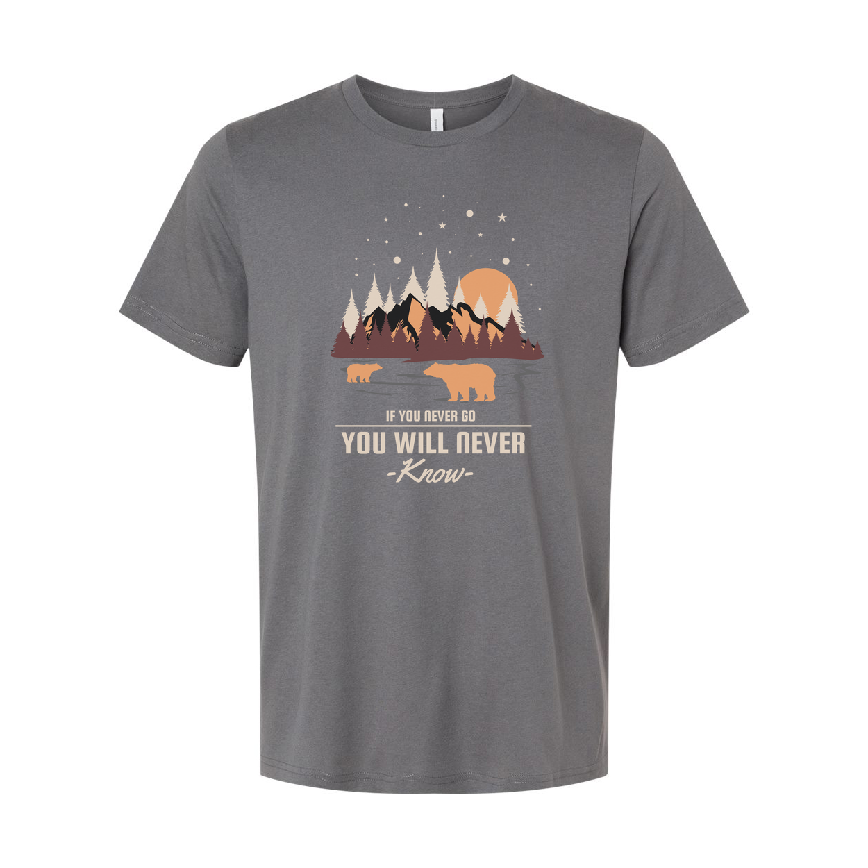 Unisex Outdoor Scene Graphic T Shirt With Forest Mountains River And Bears