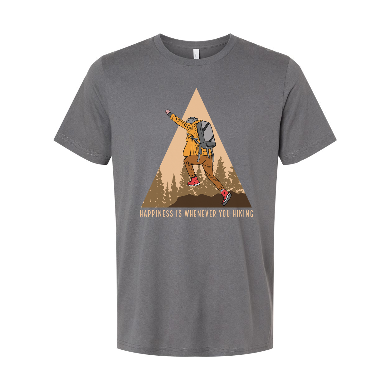 Unisex Hiking Graphic Tee For Outdoor Enthusiasts With Triangle Mountain Landscape Design Edition
