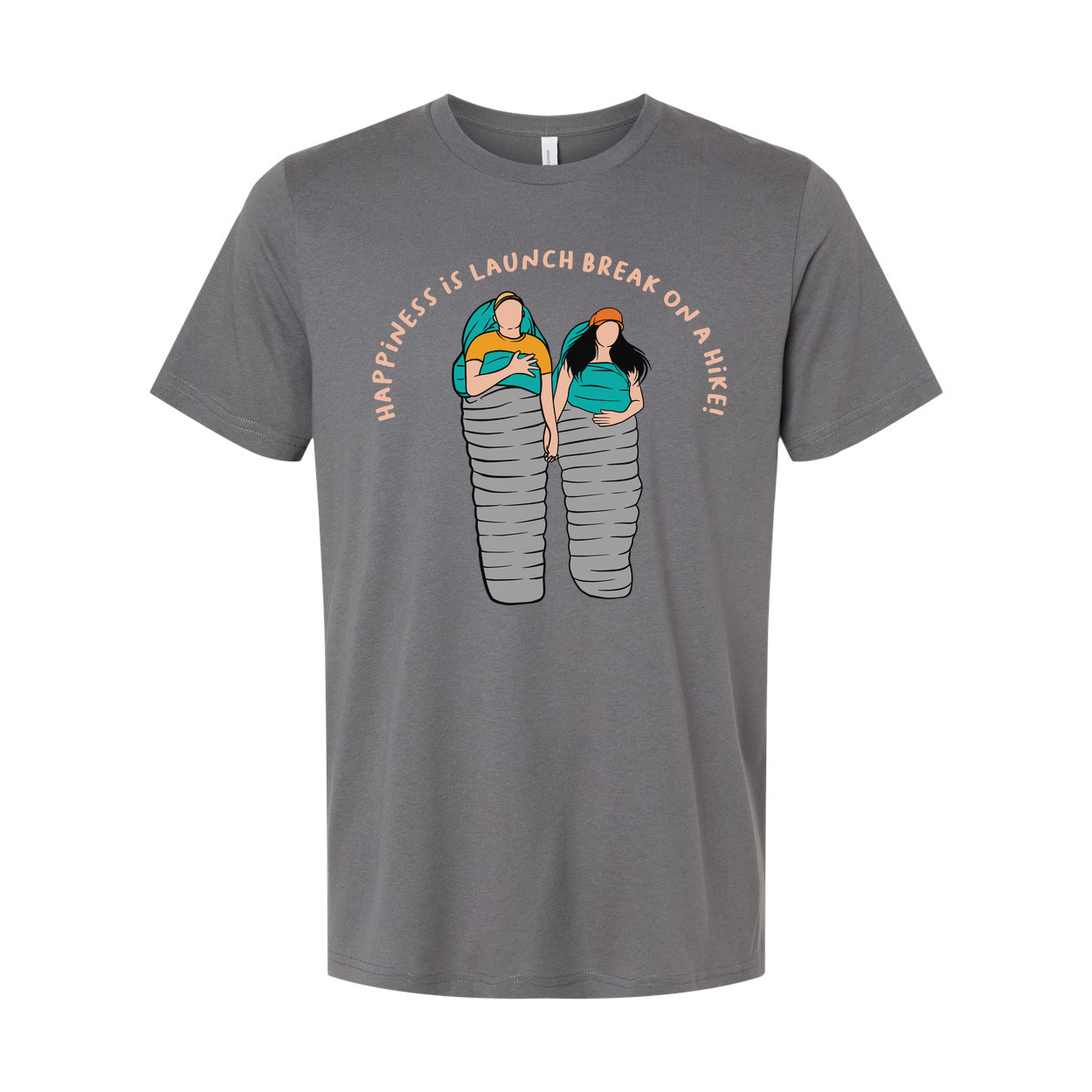 Unisex Outdoor Adventure T Shirt With Two Hikers In Sleeping Bags Illustration Graphic