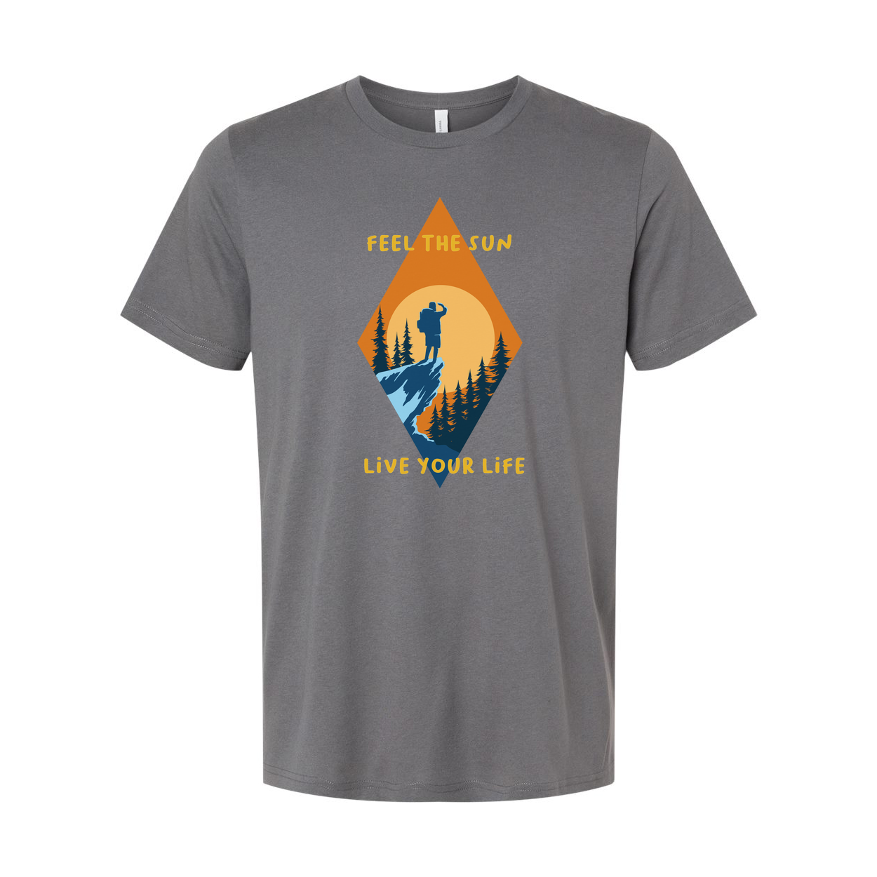 Unisex Outdoor Adventure T Shirt With Sunset Hiker Graphic And Forest Landscape For Outdoor Enthusiasts