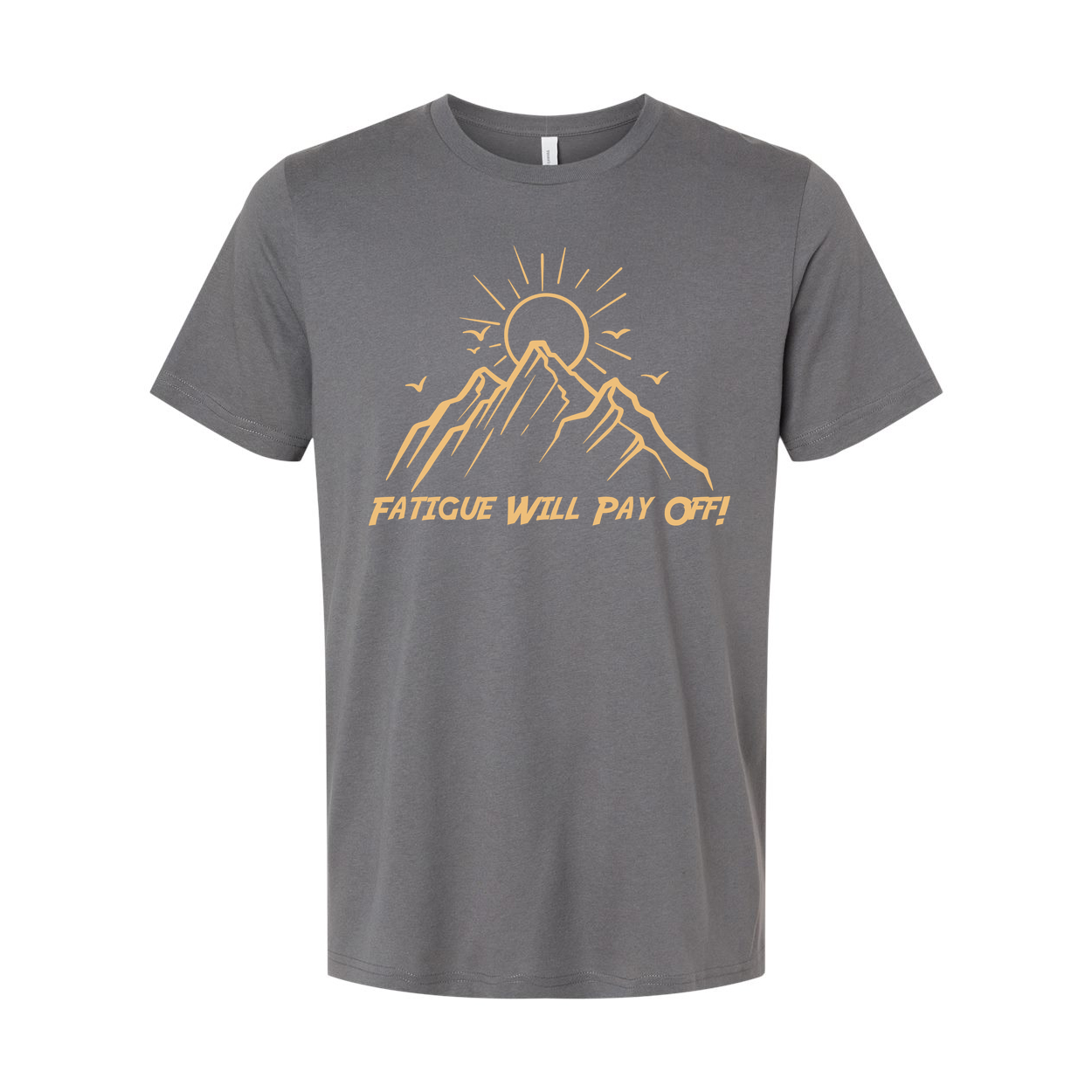 Unisex Outdoor Mountain Sunrise Graphic T Shirt With Sun Peaks And Flying Birds Design