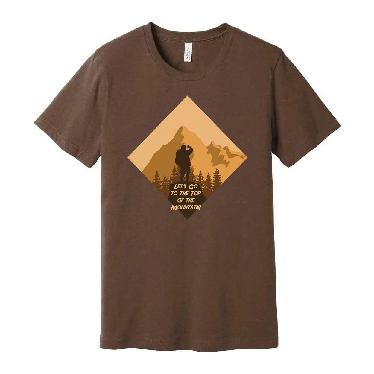 Unisex Outdoor Hiking Graphic T Shirt With Diamond Mountain Silhouette And Hiker
