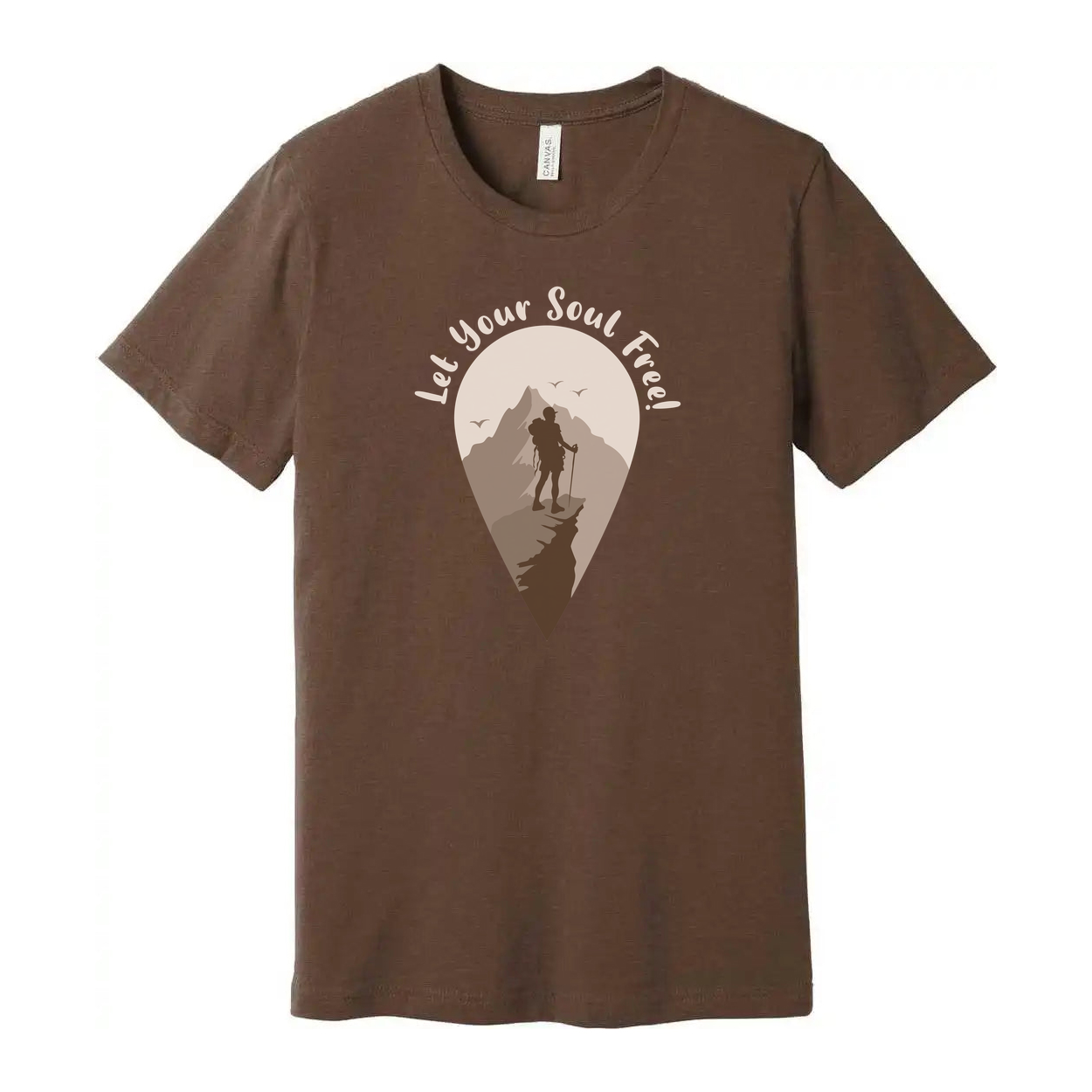 Outdoors Unisex Hiking Graphic Tee With Mountain Silhouette And Let Your Soul Feed