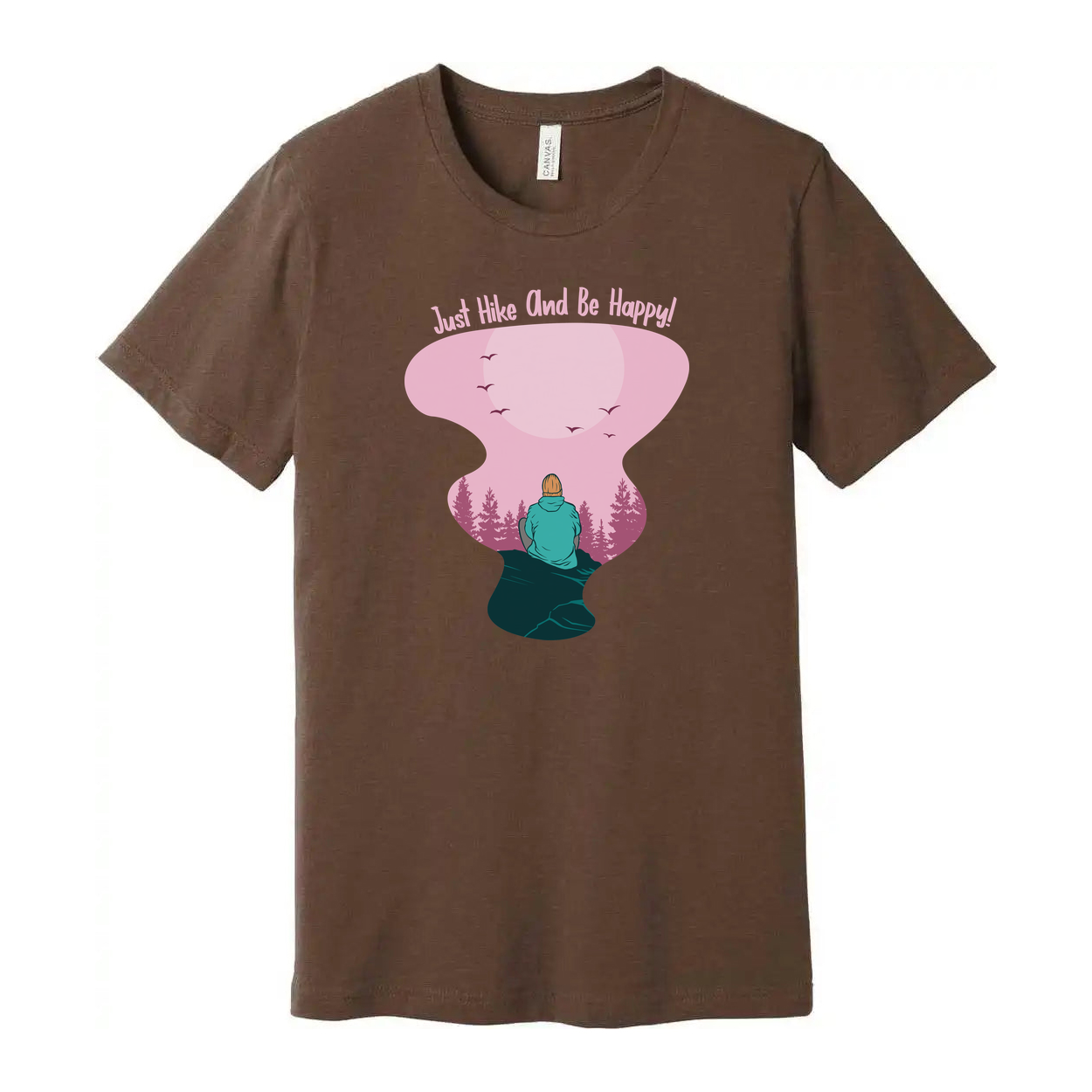 Unisex Outdoor Hiking Graphic T Shirt Featuring Pink Landscape And Nature Scene Artwork