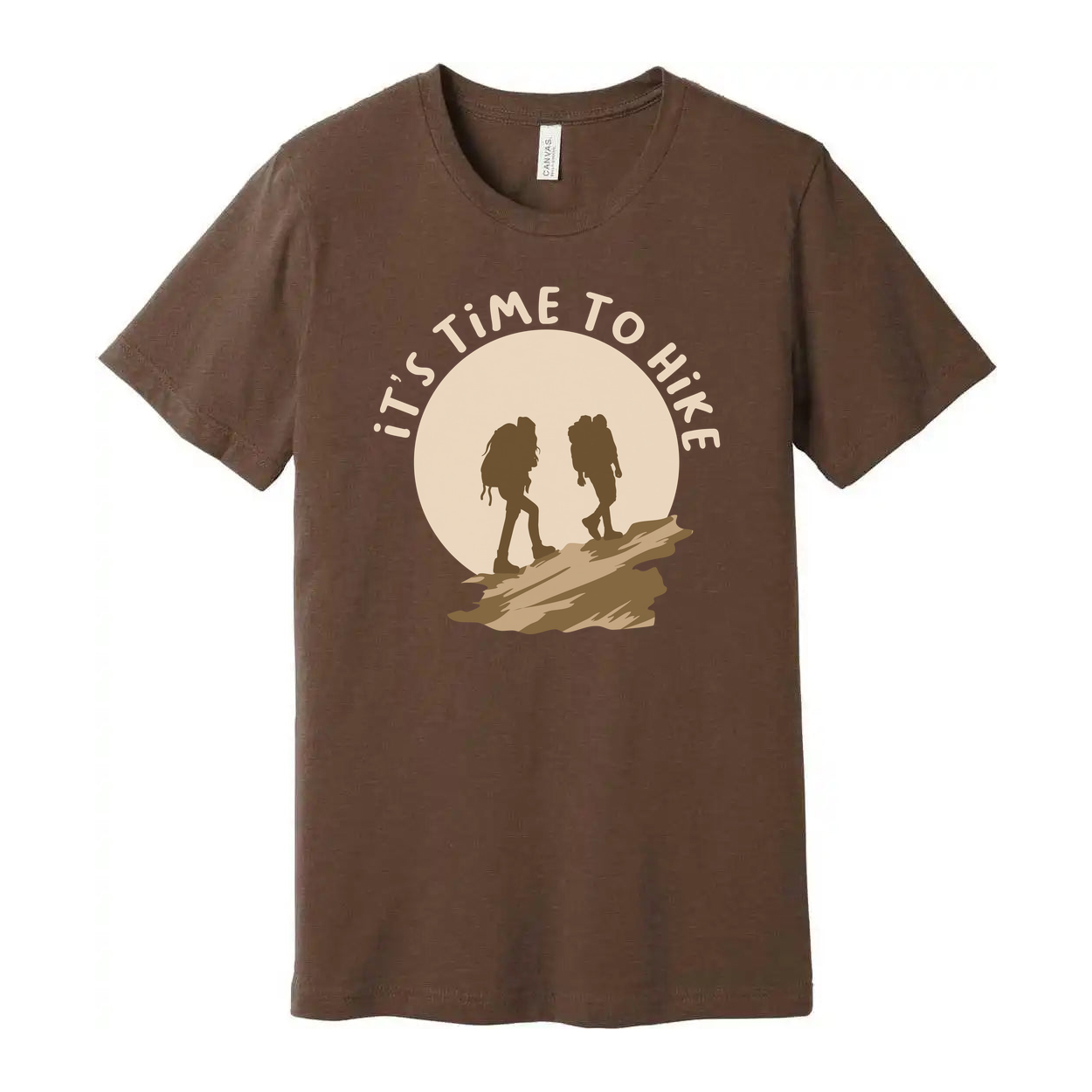 Unisex Outdoor Hiking Graphic T Shirt With Sunset Backdrop And Two Hikers Silhouette