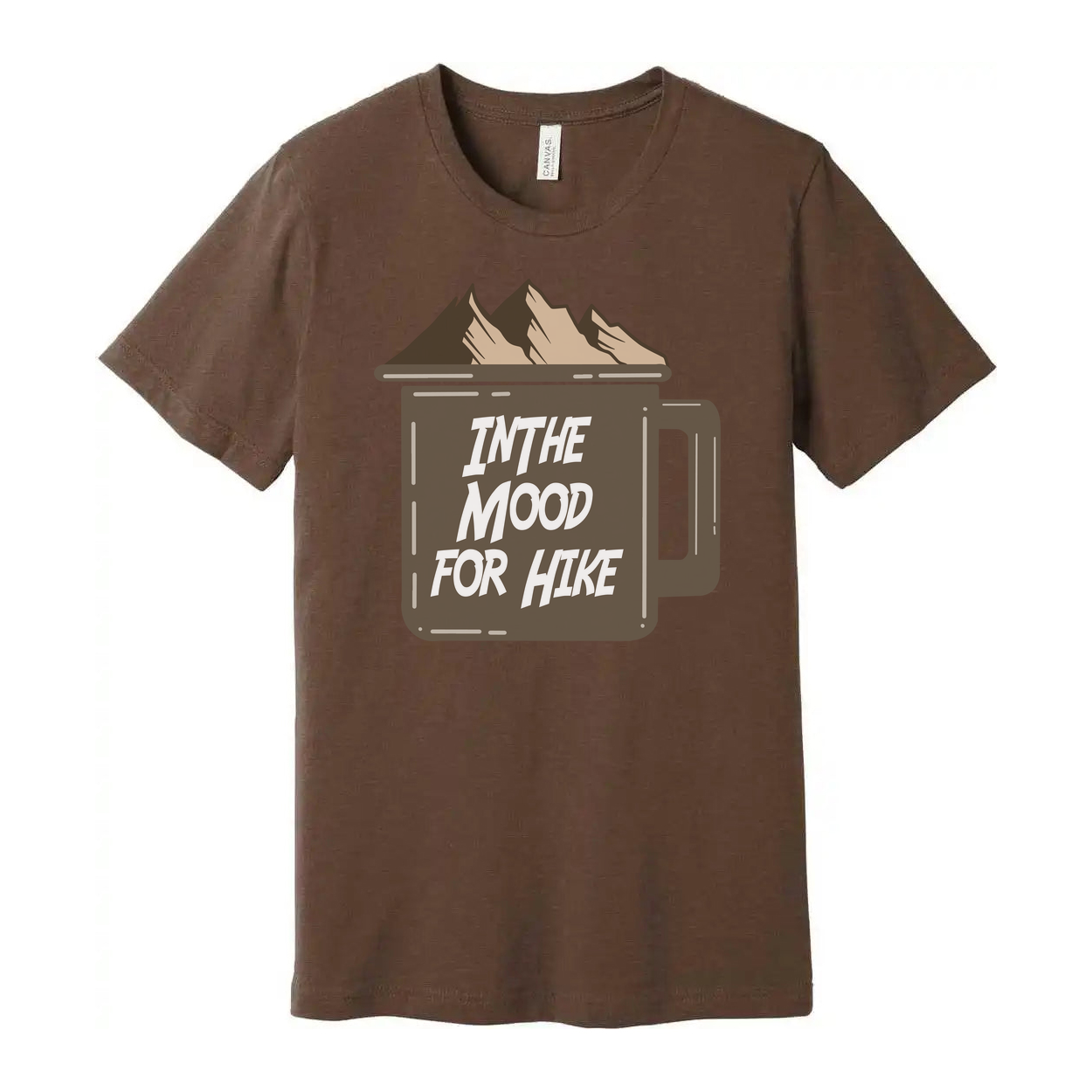 Unisex Outdoor Graphic Tee With Mountain Mug Artwork And In The Mood For Hike Quote