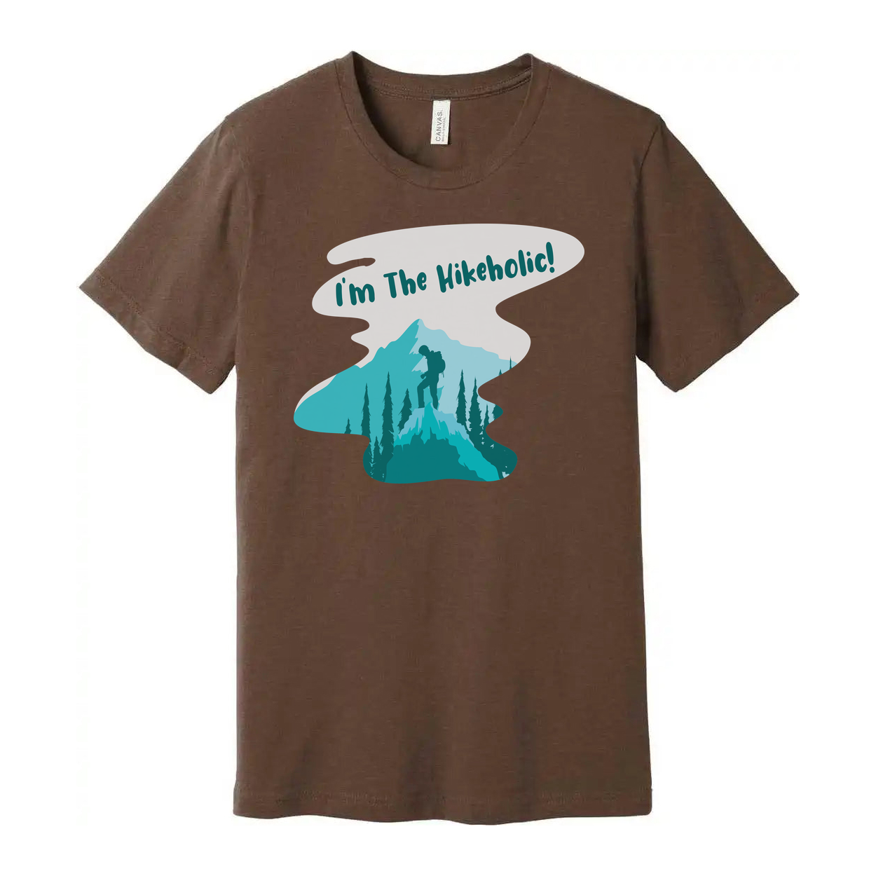 Unisex Hiking Themed T Shirt With Mountain Landscape Graphic And Hiker Silhouette Design