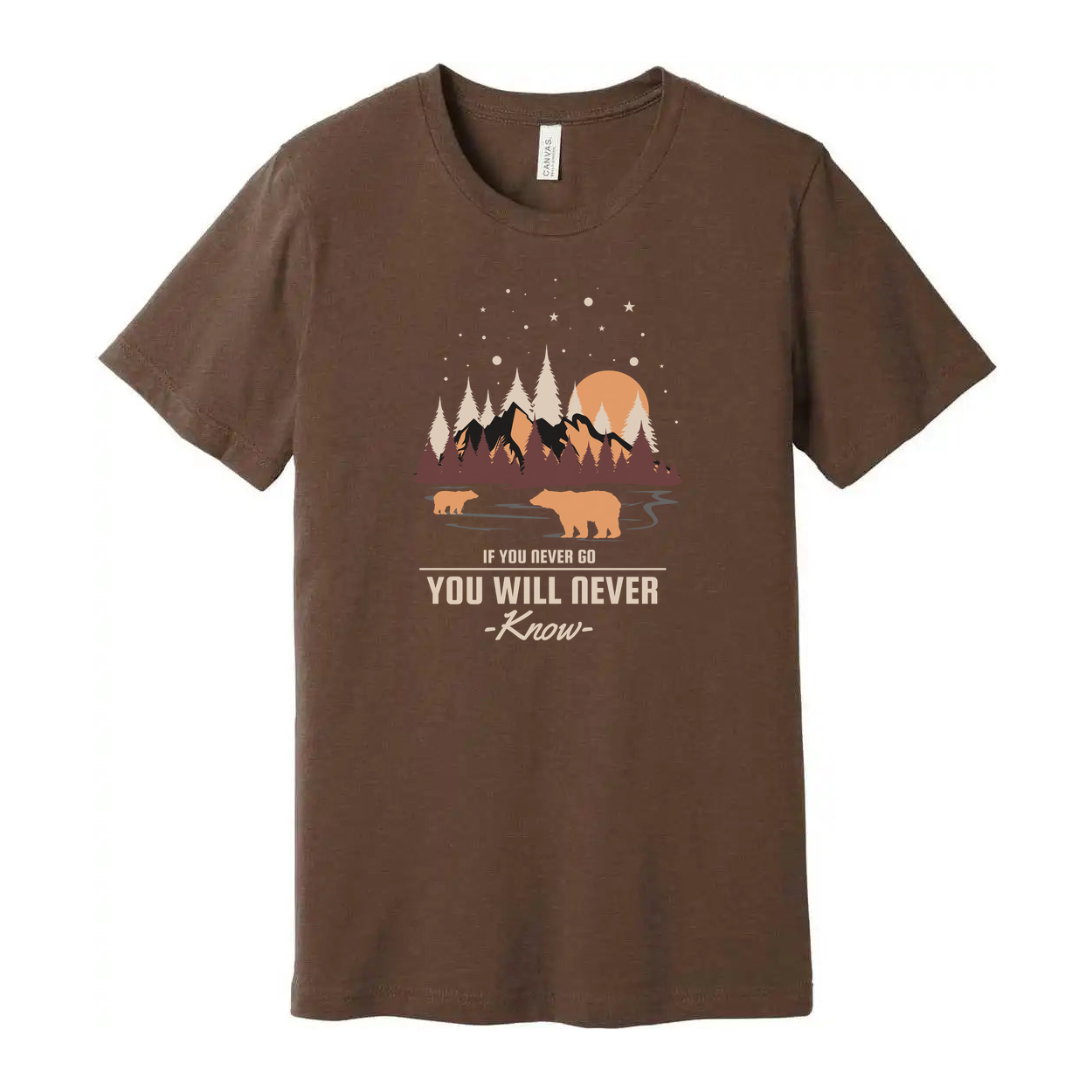 Unisex Outdoor Scene Graphic T Shirt With Forest Mountains River And Bears