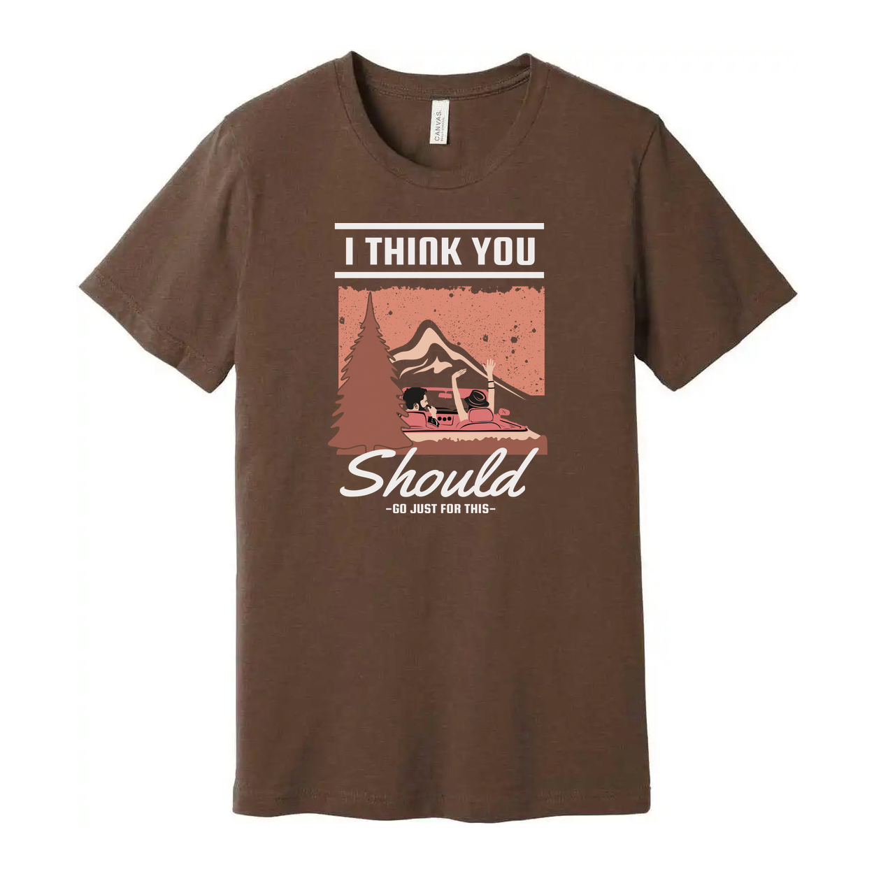 Unisex Outdoor Adventure Graphic T Shirt With Mountain Lake Scene And Pine Forest Illustration For Hiking Enthusiasts