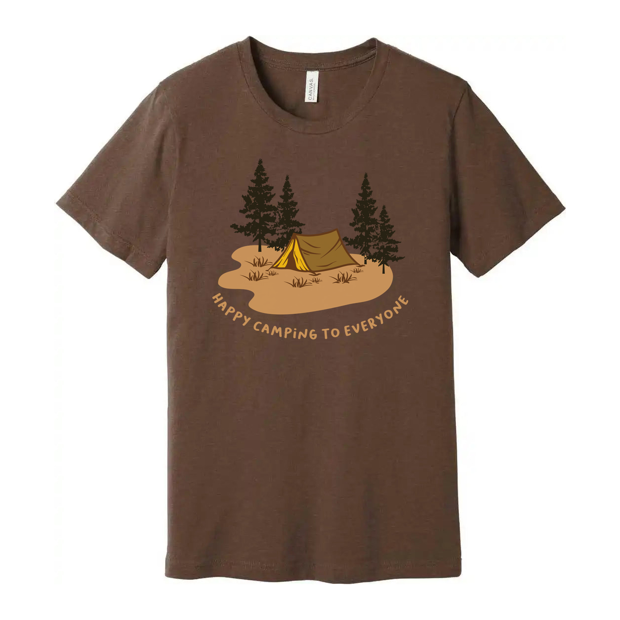 Unisex Outdoor Camping T Shirt With Tent And Pine Trees Graphic For Adventures And Hiking