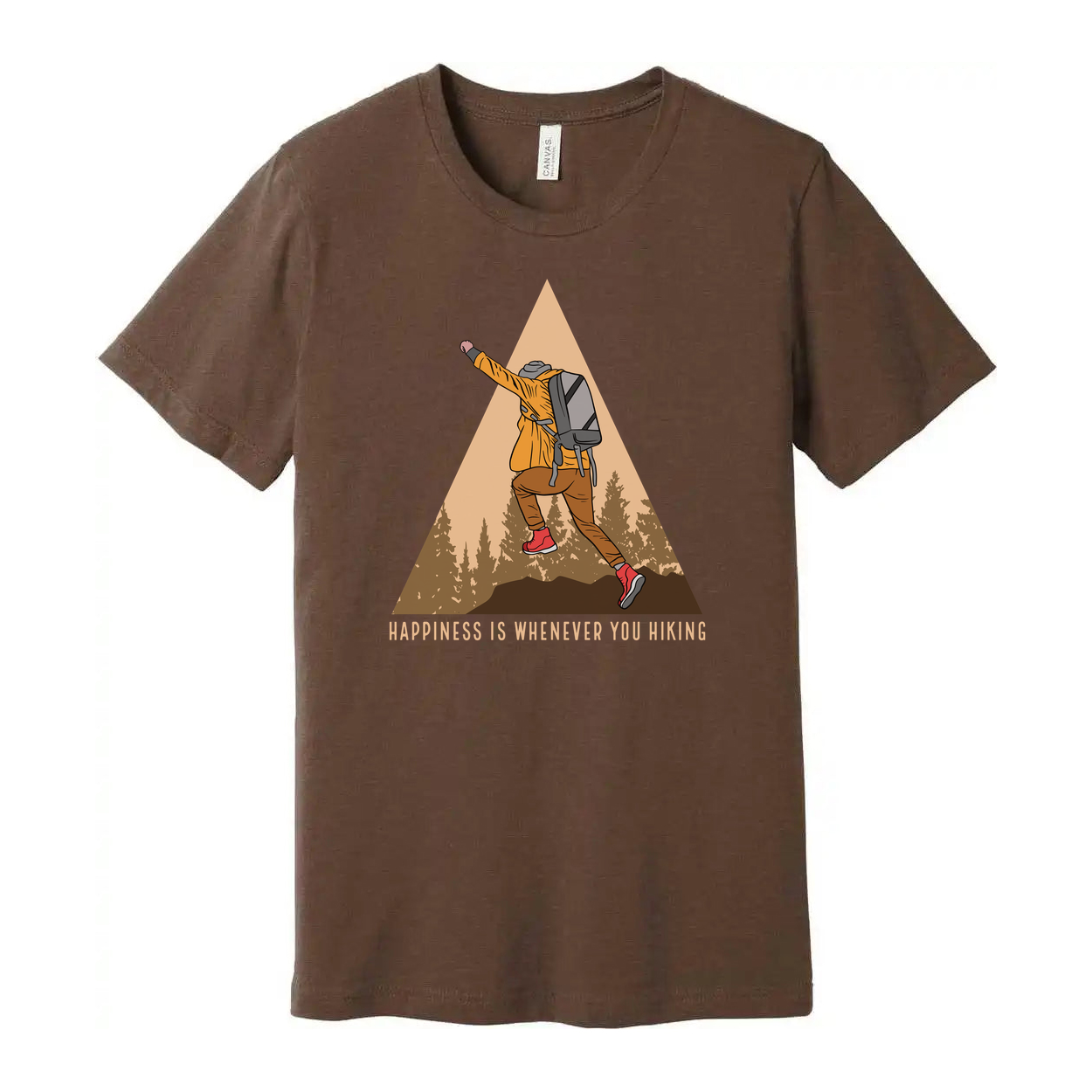 Unisex Hiking Graphic Tee For Outdoor Enthusiasts With Triangle Mountain Landscape Design Edition