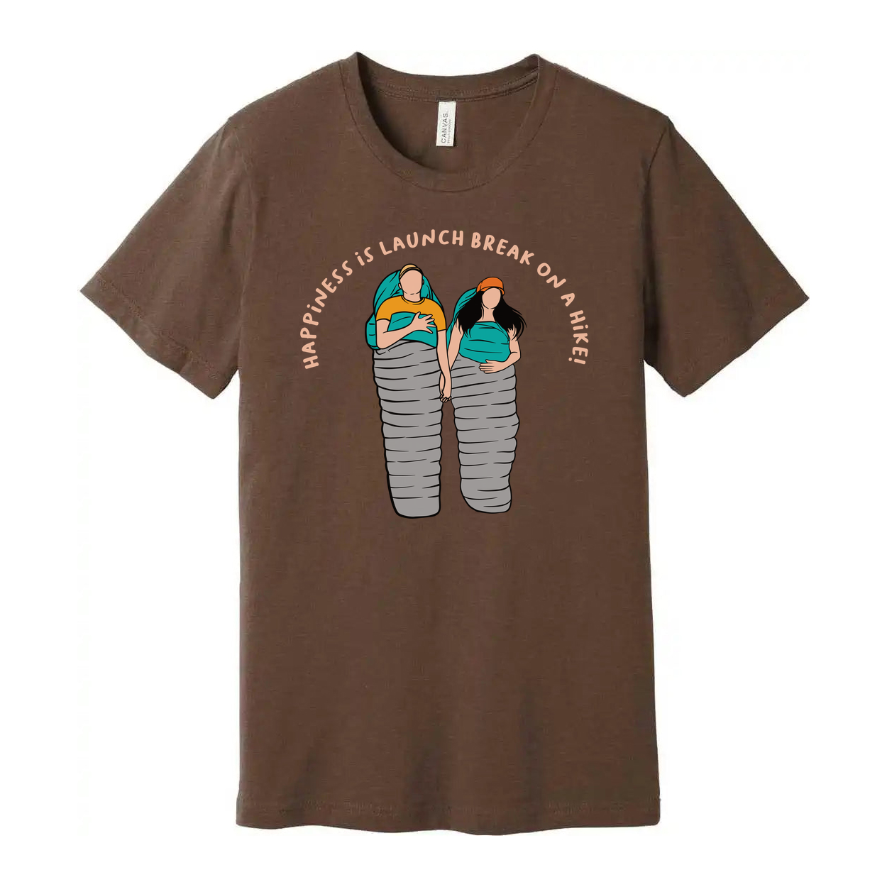 Unisex Outdoor Adventure T Shirt With Two Hikers In Sleeping Bags Illustration Graphic