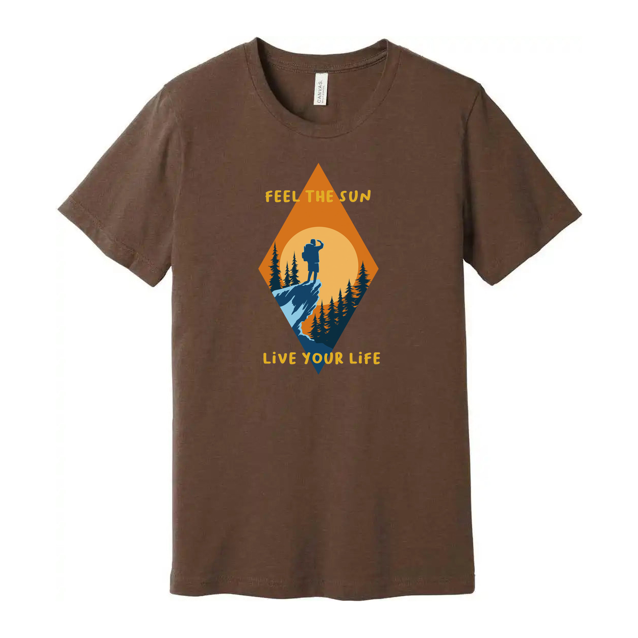 Unisex Outdoor Adventure T Shirt With Sunset Hiker Graphic And Forest Landscape For Outdoor Enthusiasts