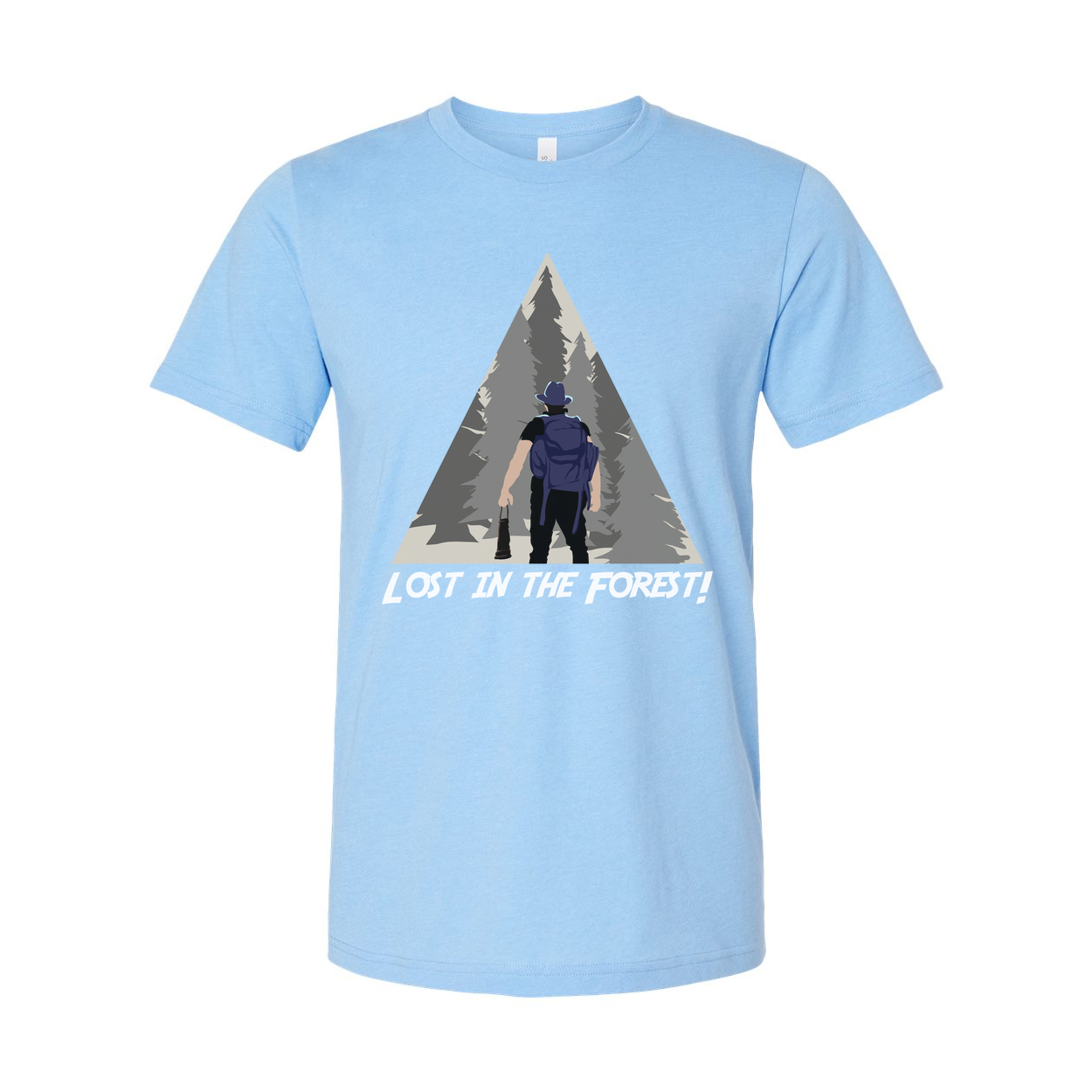 Lost In The Forest Hiking Graphic Tee With Woodland Triangle Illustration For Outdoor Enthusiasts