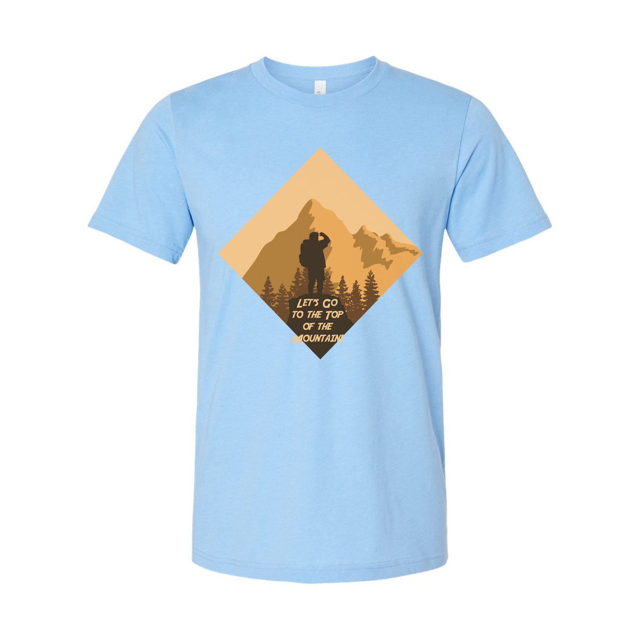 Unisex Outdoor Hiking Graphic T Shirt With Diamond Mountain Silhouette And Hiker