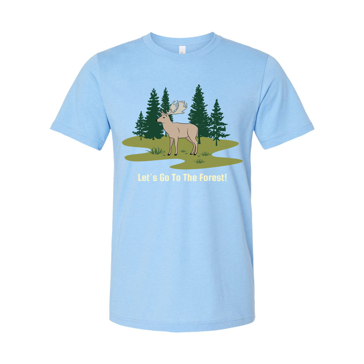 Unisex Outdoor Forest Scene T Shirt With Deer And Pine Trees Graphic Artwork For Nature Lovers