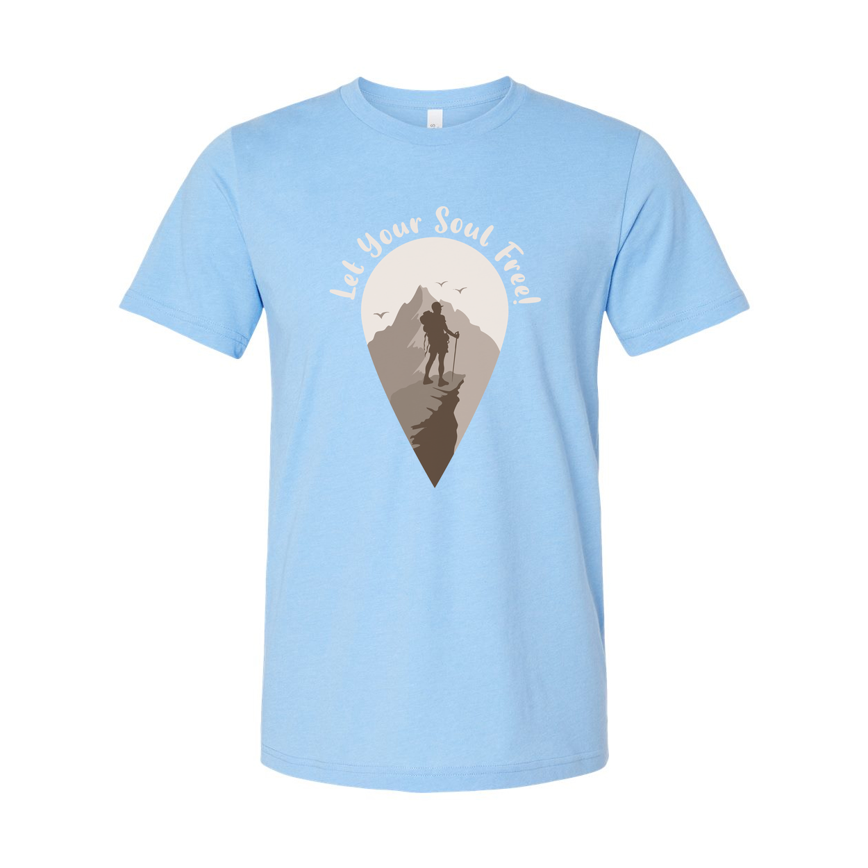 Outdoors Unisex Hiking Graphic Tee With Mountain Silhouette And Let Your Soul Feed