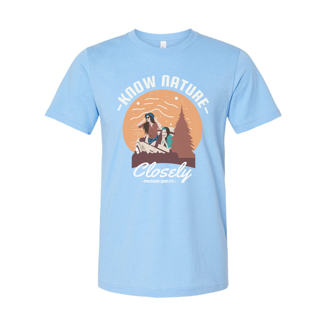 Know Nature Closely Outdoor Scene Graphic Tee With Sunset Circle For Unisex Adults