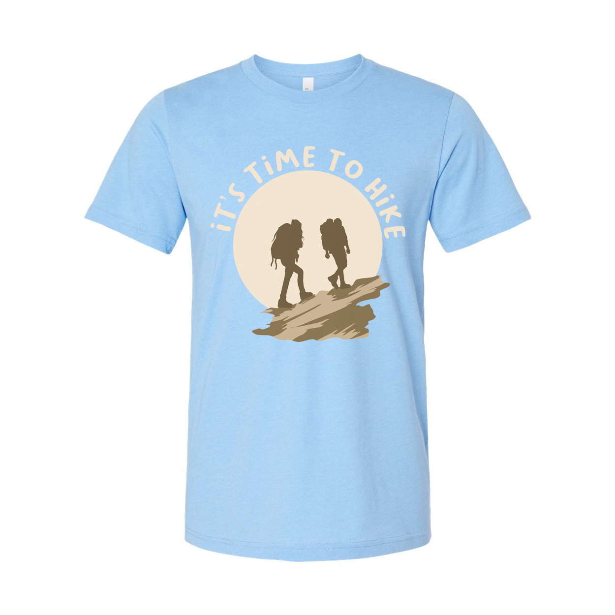 Unisex Outdoor Hiking Graphic T Shirt With Sunset Backdrop And Two Hikers Silhouette