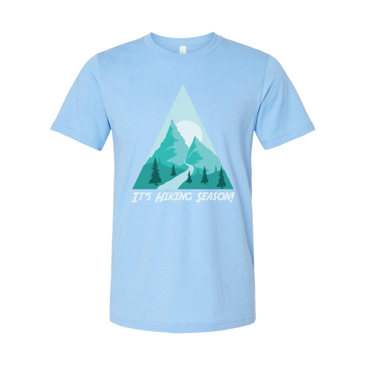 Unisex Hiking Mountain Scene Graphic Tee With Triangular Mountain Design For Outdoor Enthusiasts
