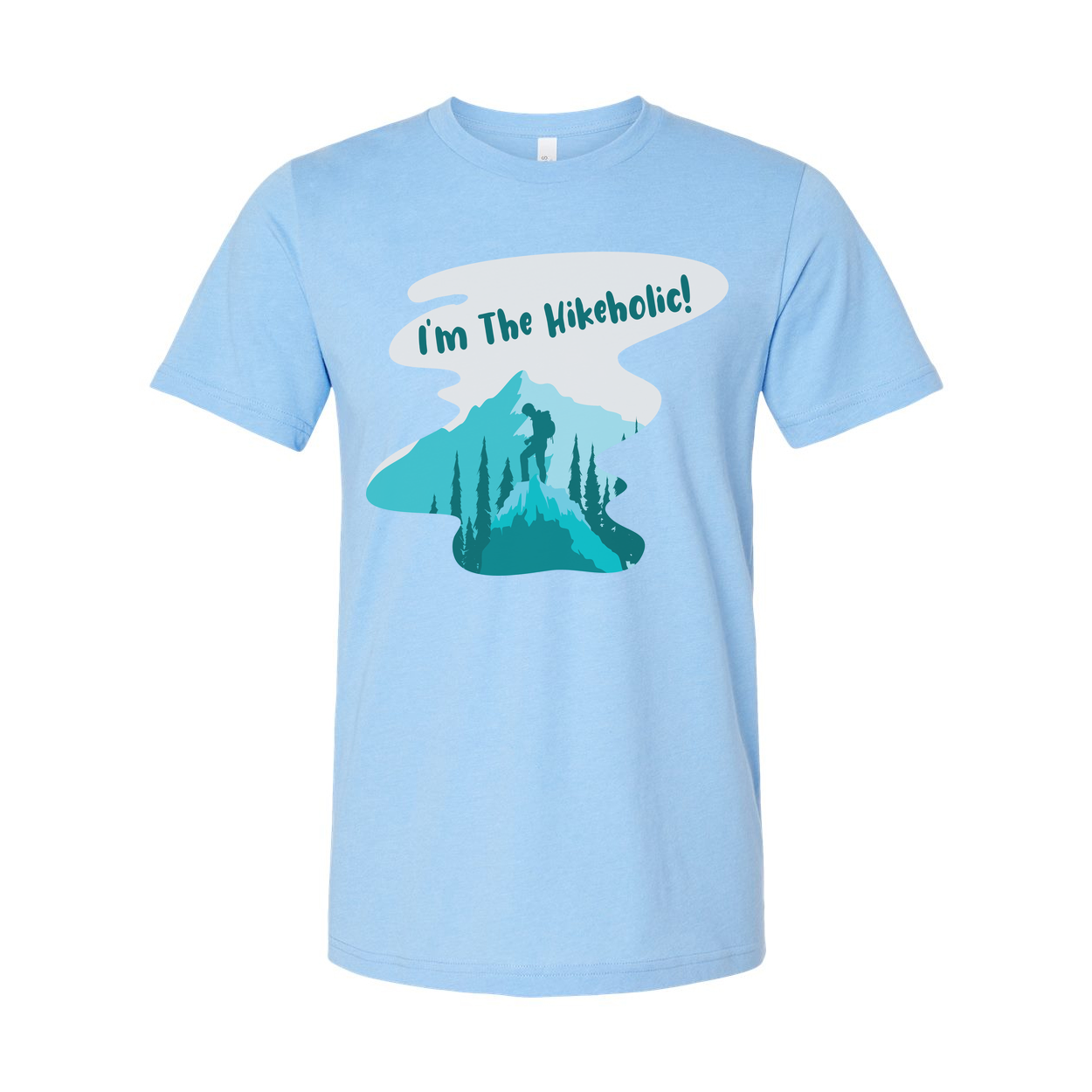 Unisex Hiking Themed T Shirt With Mountain Landscape Graphic And Hiker Silhouette Design