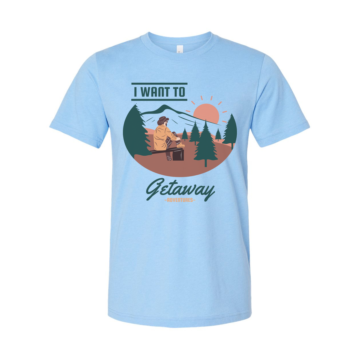 Unisex Outdoor Getaway Graphic T Shirt With Mountain Sunrise Scene For Hiking Camping Adventures