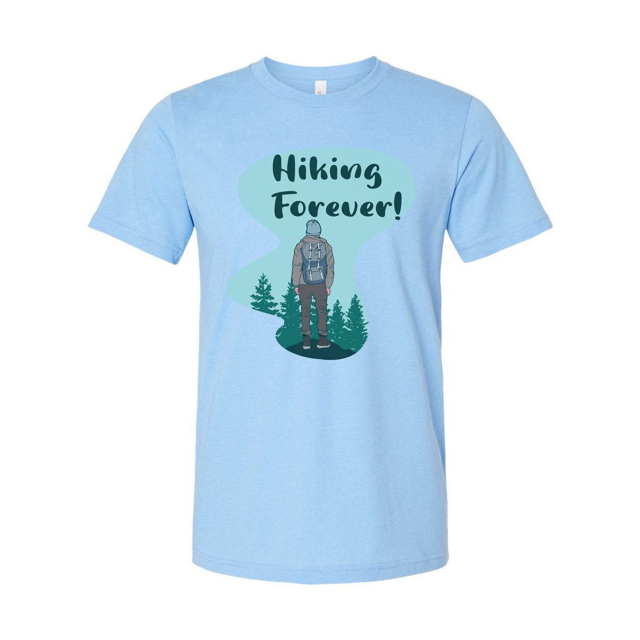 Unisex Hiking Forever Graphic T Shirt With Backpacker And Forest Scene Artwork For Outdoor Enthusiasts