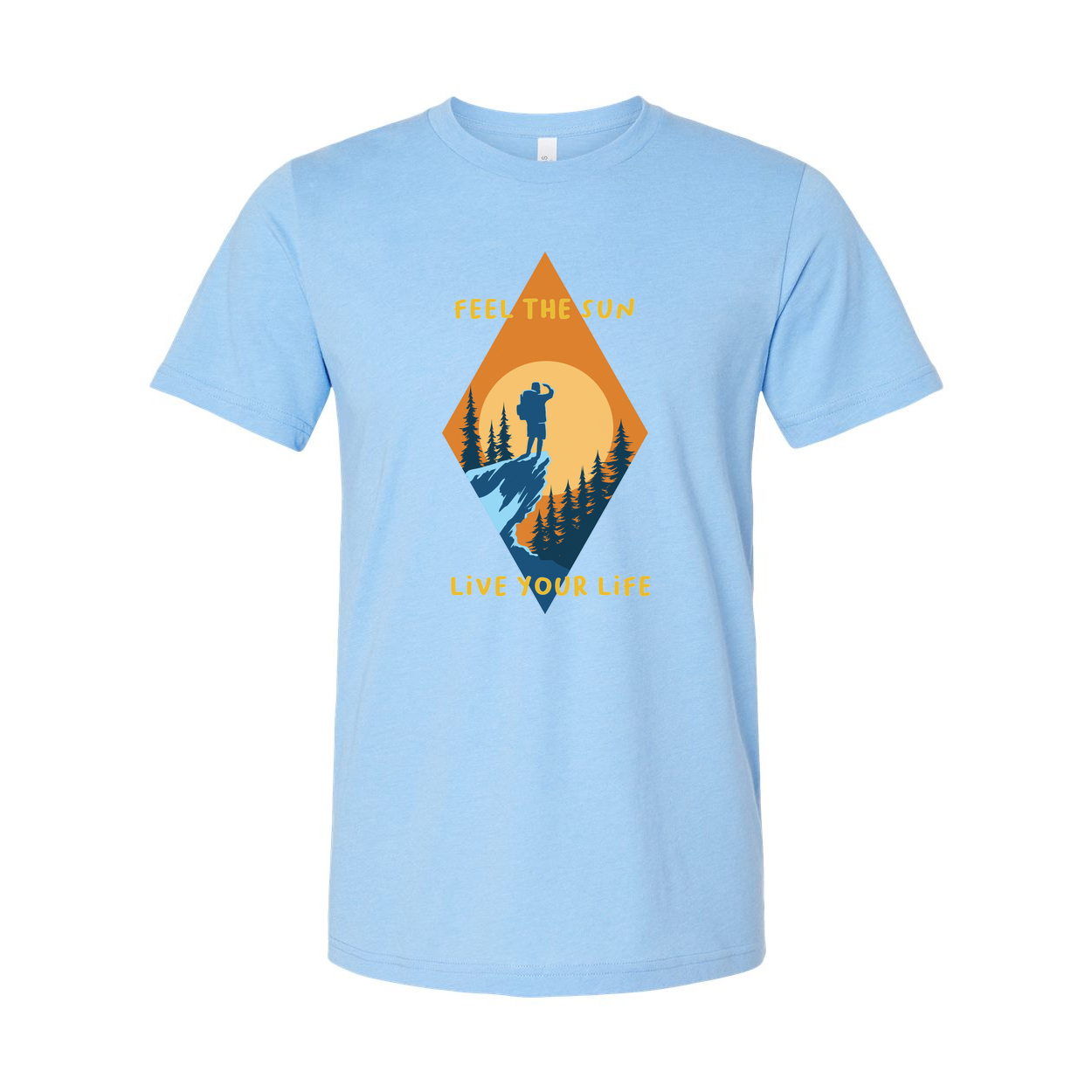 Unisex Outdoor Adventure T Shirt With Sunset Hiker Graphic And Forest Landscape For Outdoor Enthusiasts