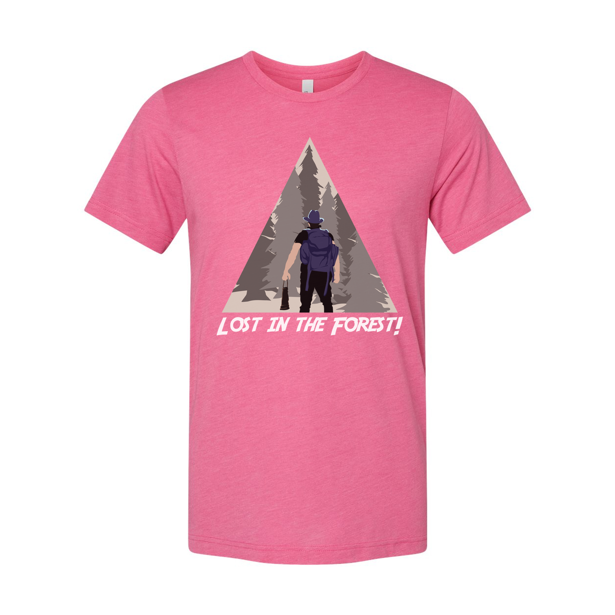 Lost In The Forest Hiking Graphic Tee With Woodland Triangle Illustration For Outdoor Enthusiasts