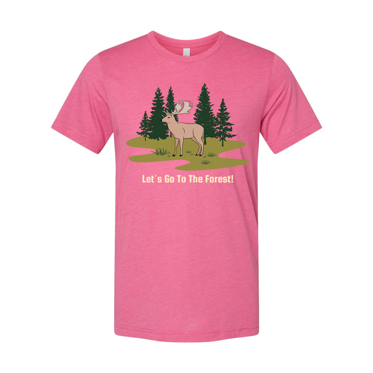 Unisex Outdoor Forest Scene T Shirt With Deer And Pine Trees Graphic Artwork For Nature Lovers