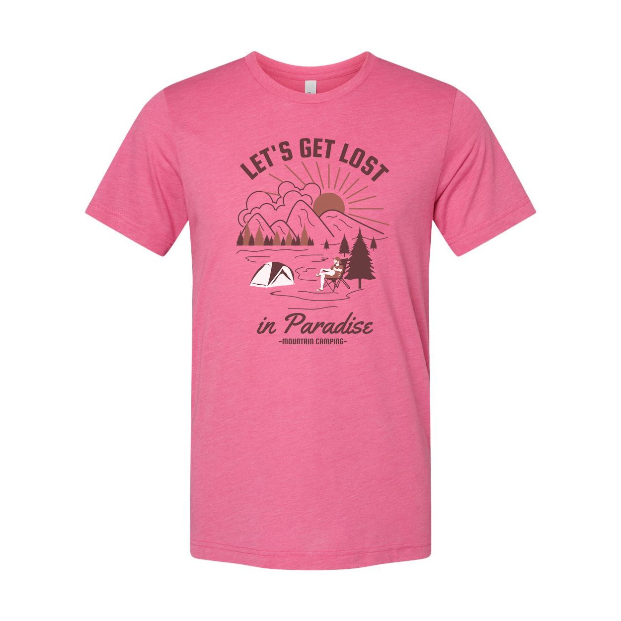 Let's Get Lost In Paradise Mountain Camping Graphic Tee For Outdoor Enthusiasts Unisex Shirt