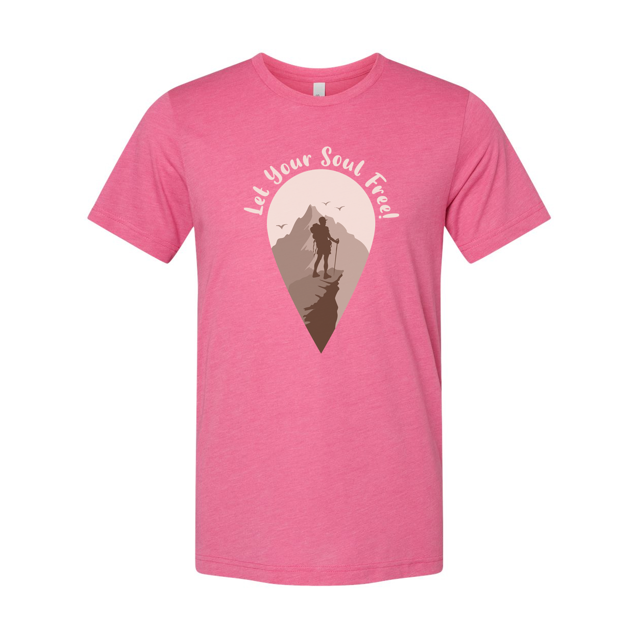 Outdoors Unisex Hiking Graphic Tee With Mountain Silhouette And Let Your Soul Feed