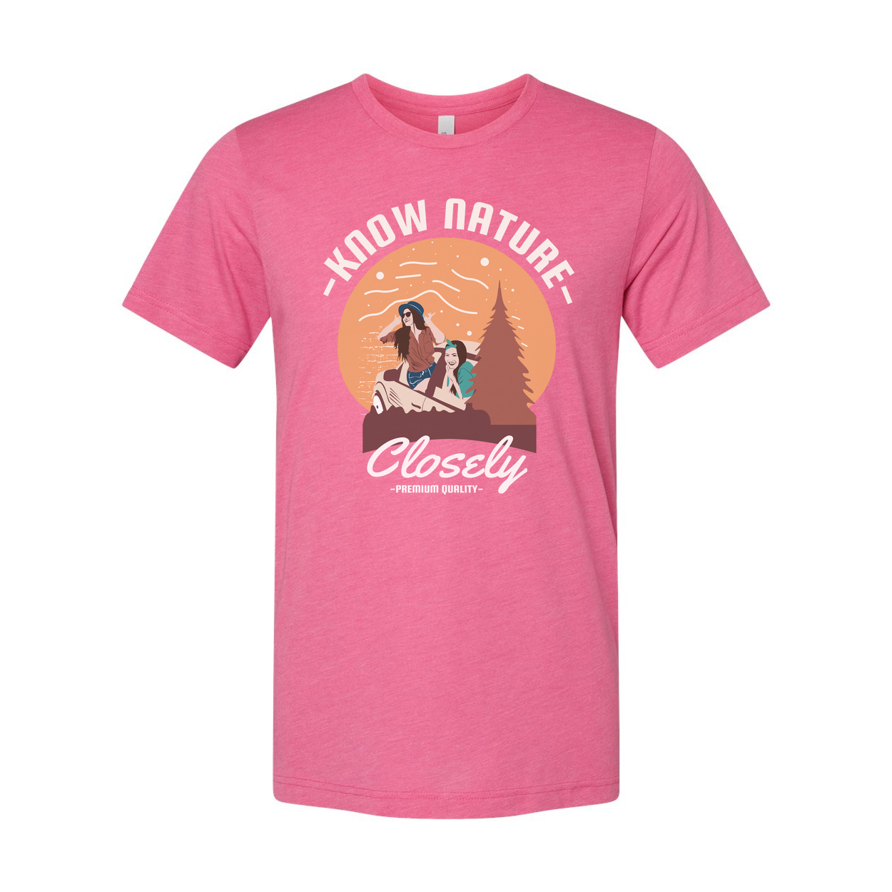 Know Nature Closely Outdoor Scene Graphic Tee With Sunset Circle For Unisex Adults