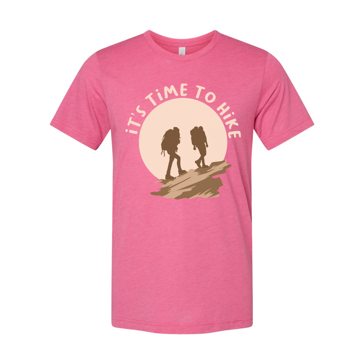 Unisex Outdoor Hiking Graphic T Shirt With Sunset Backdrop And Two Hikers Silhouette