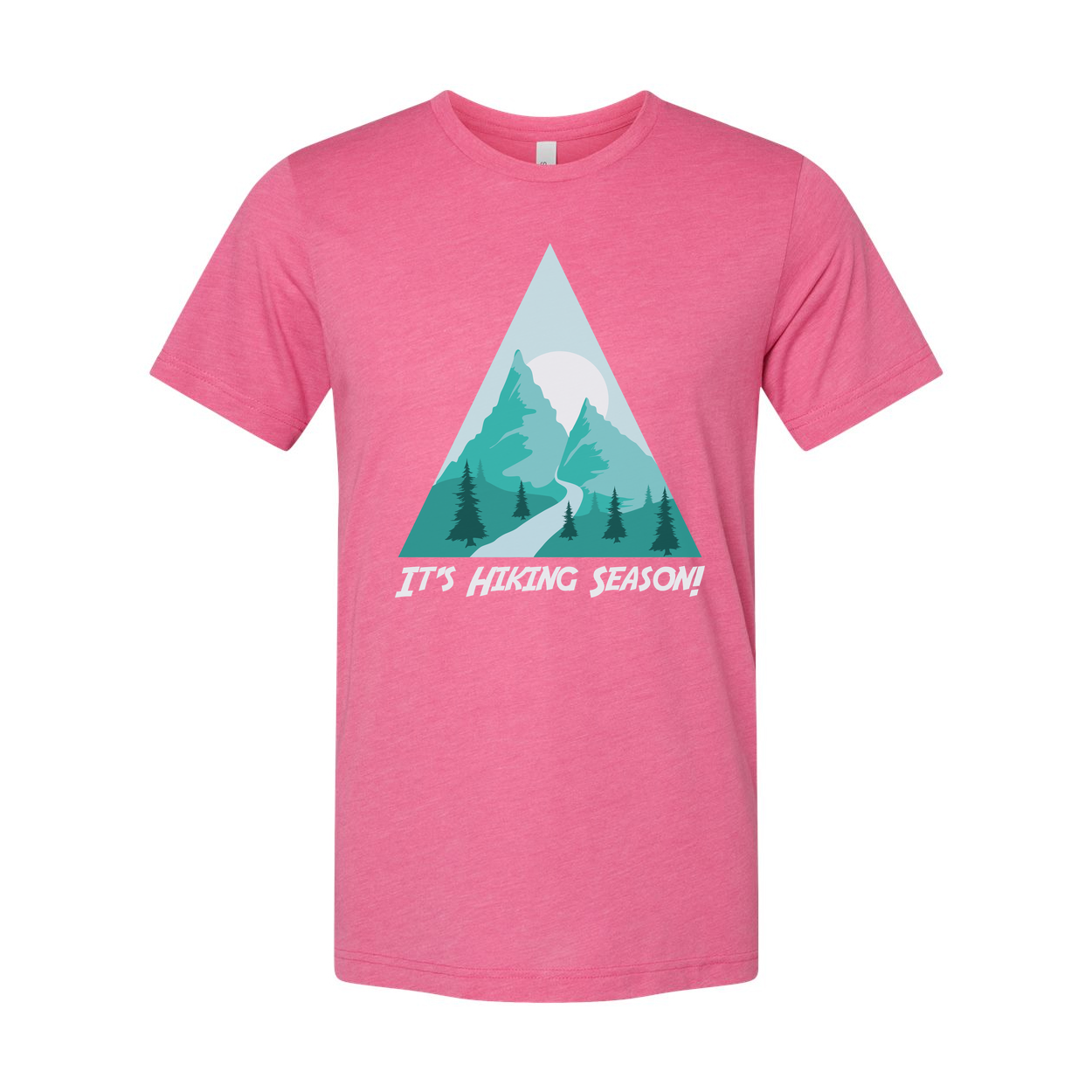 Unisex Hiking Mountain Scene Graphic Tee With Triangular Mountain Design For Outdoor Enthusiasts