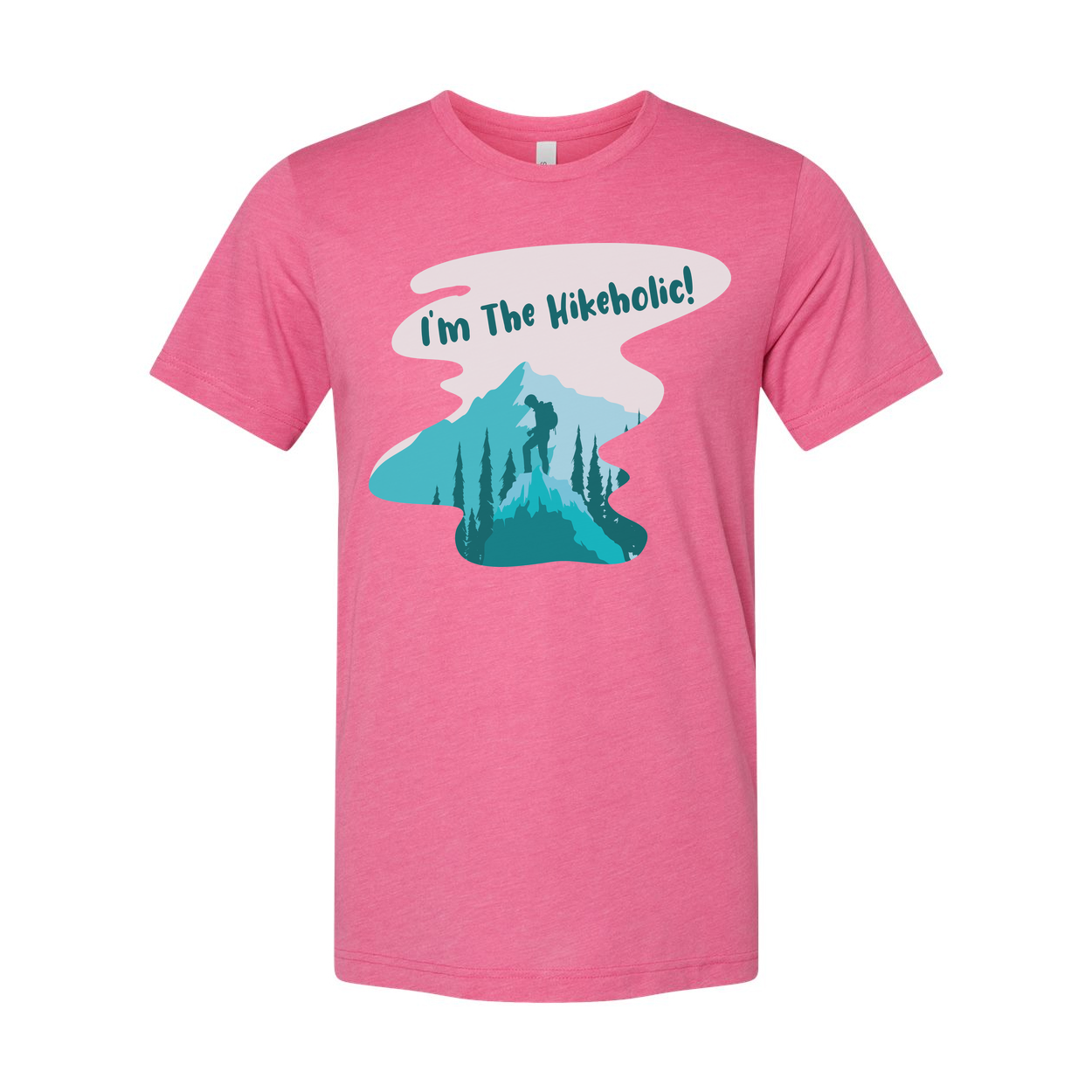 Unisex Hiking Themed T Shirt With Mountain Landscape Graphic And Hiker Silhouette Design