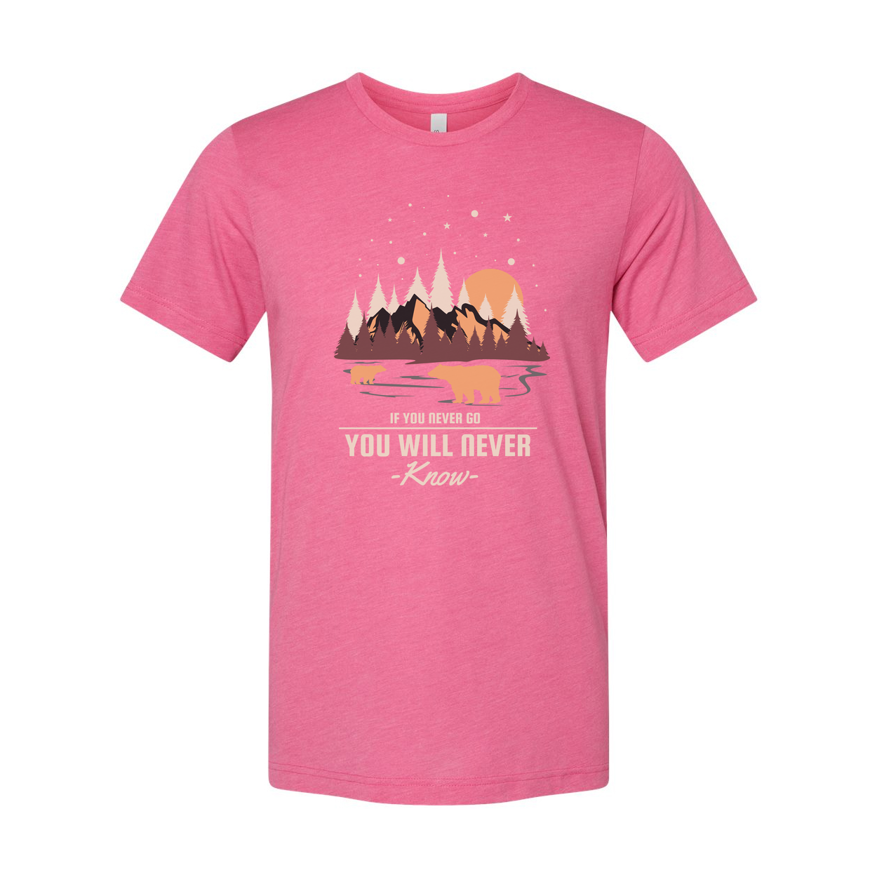 Unisex Outdoor Scene Graphic T Shirt With Forest Mountains River And Bears