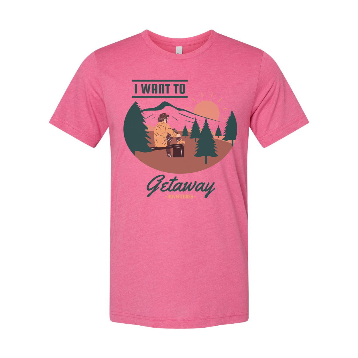 Unisex Outdoor Getaway Graphic T Shirt With Mountain Sunrise Scene For Hiking Camping Adventures