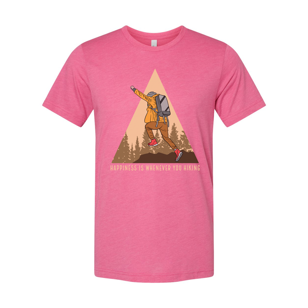 Unisex Hiking Graphic Tee For Outdoor Enthusiasts With Triangle Mountain Landscape Design Edition