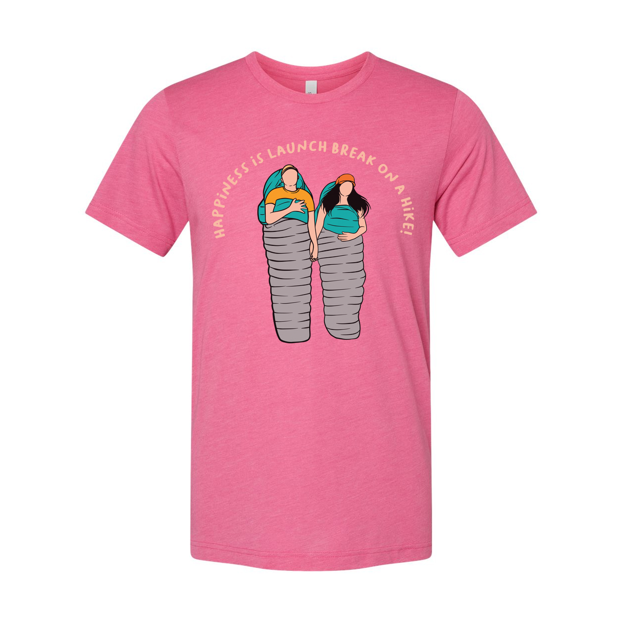 Unisex Outdoor Adventure T Shirt With Two Hikers In Sleeping Bags Illustration Graphic