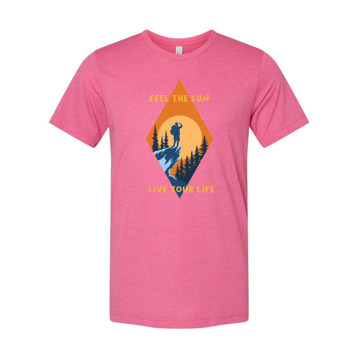 Unisex Outdoor Adventure T Shirt With Sunset Hiker Graphic And Forest Landscape For Outdoor Enthusiasts